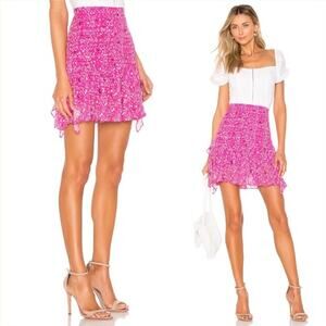 Tanya Taylor Abby‎ Pintuck Silk Chiffon Mini Skirt